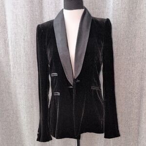 Zara Black Velvet Women's Blazer, Small SEE DESCRIPTION for details of damage